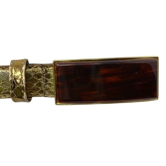 Womens Stunning Geuine Snakeskin Gold Tone Belt w/ Beautiful Buckle Sz 29" - 33" - Picture 3 of 6